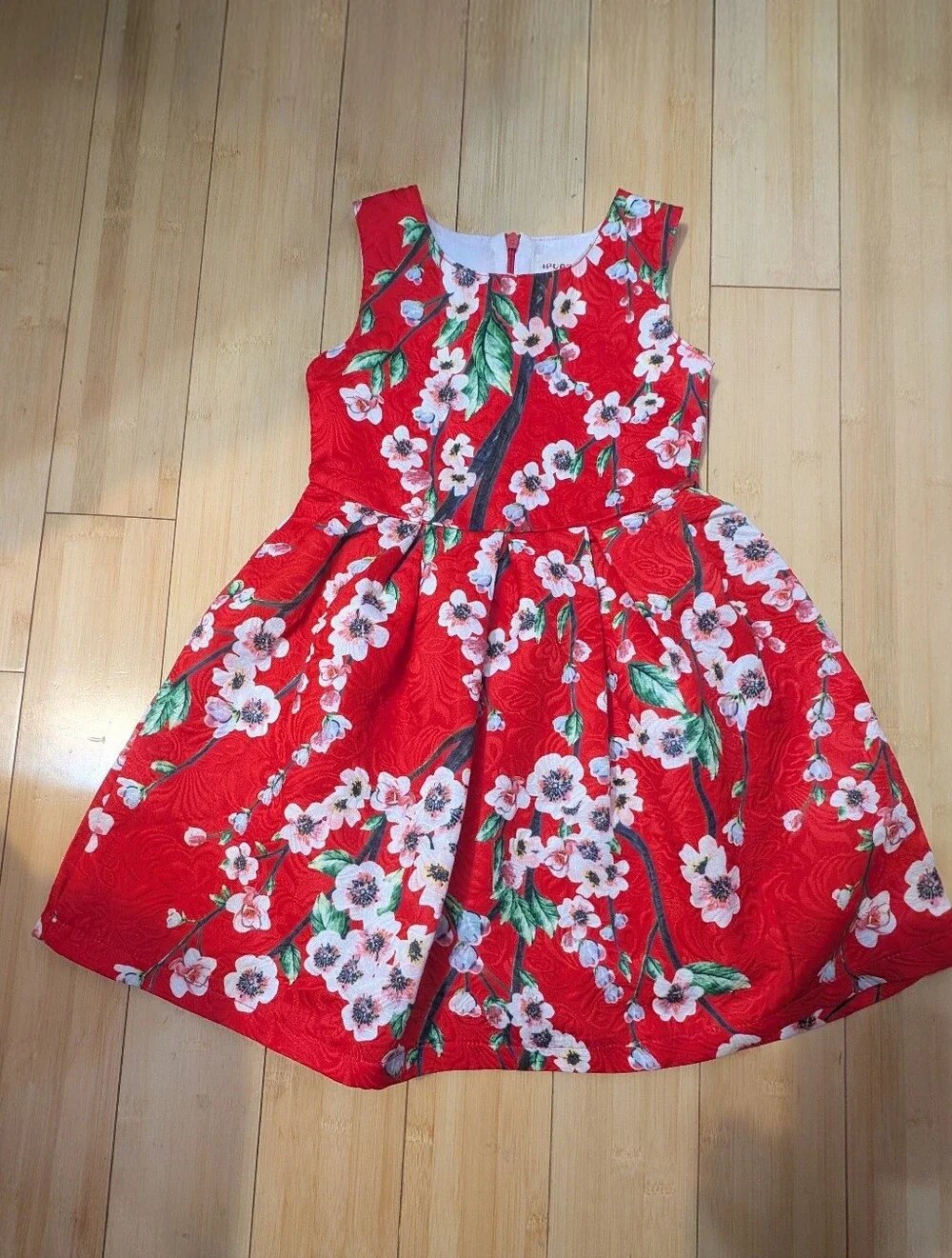 Ipuang Girls vibrant floral print classic A-Line knee length Holiday Dress Sz 4